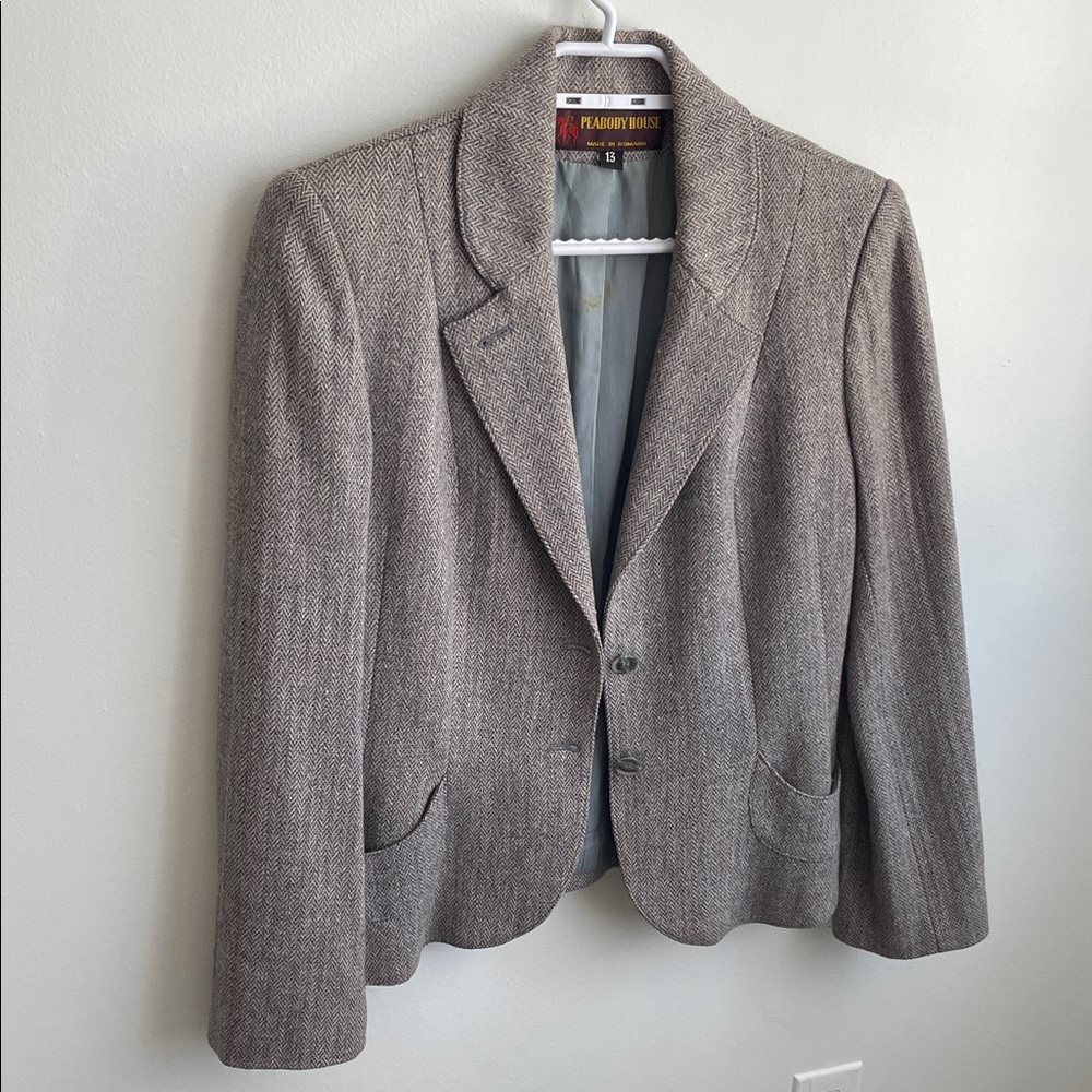 Vintage Peabody House Wool Blend Blazer in Grey (Damage to lining - read note)